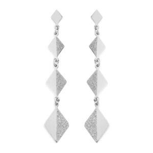Silver Colored Diamond Shape Dangle Fashion Earrings